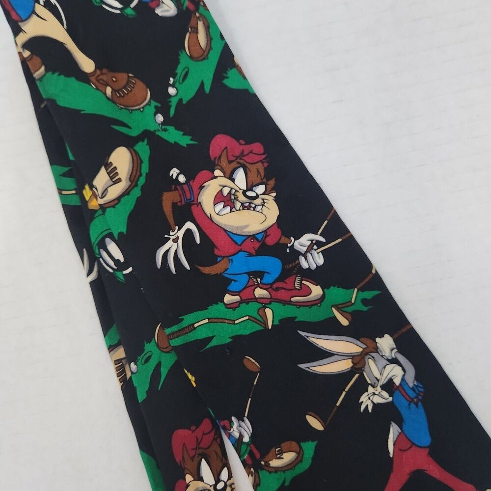 Vtg 1994 Looney Tunes Mania Golf Taz Marvin Bugs Daffy Men Necktie Tie D… - Picture 3 of 9